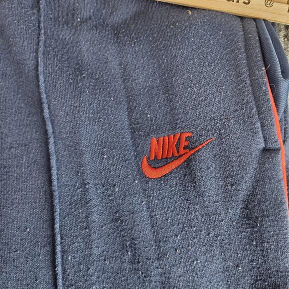 Vintage Nike Pants Mens MEDIUM Navy Fleece Track Sweatpants Zip Hem 90s - Picture 14 of 16